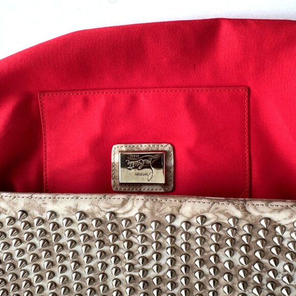 Louboutin Loubiposh Spiked Glitter Clutch Crossbody - Picture 7 of 14